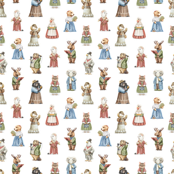 可爱水獭卡通图案背景