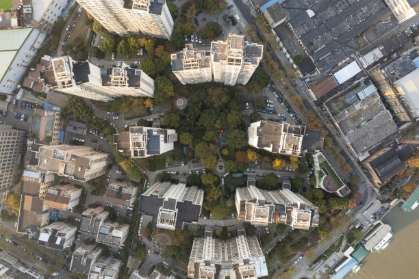 城市天际线,航拍视角,建筑
