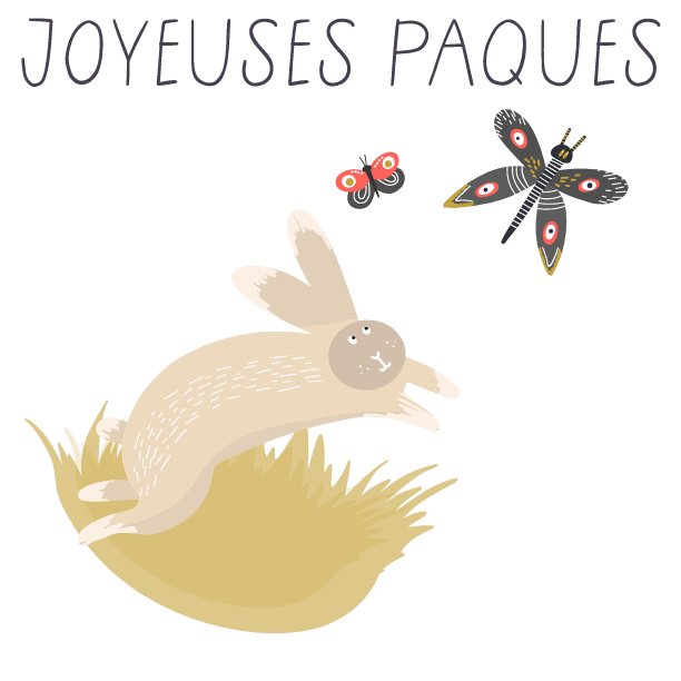 可爱小花兔卡通插画