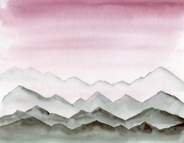 水彩画颜料,暗色,山脊