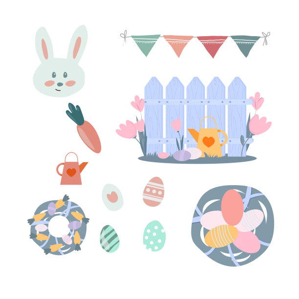 可爱矢量度假元素绿色