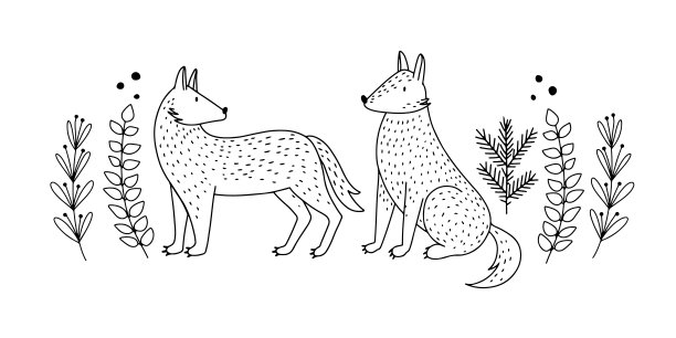狼线条画