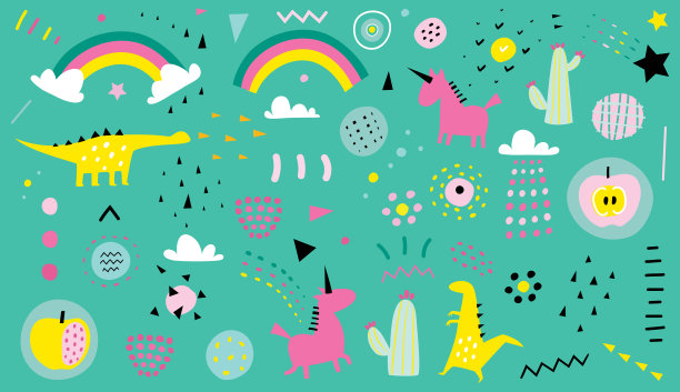 抽象卡通恐龙图案