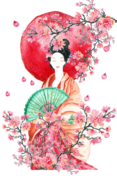 清明古风女子插画