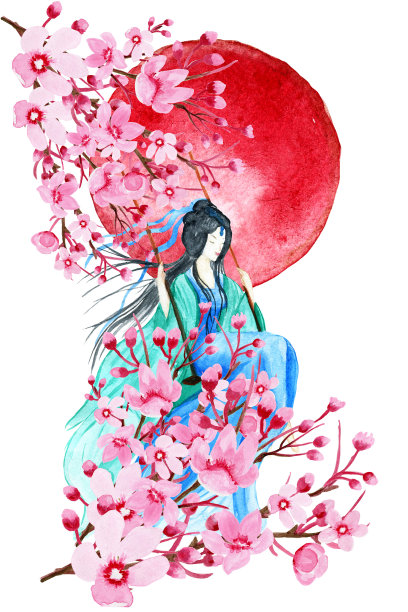 清明古风女子插画