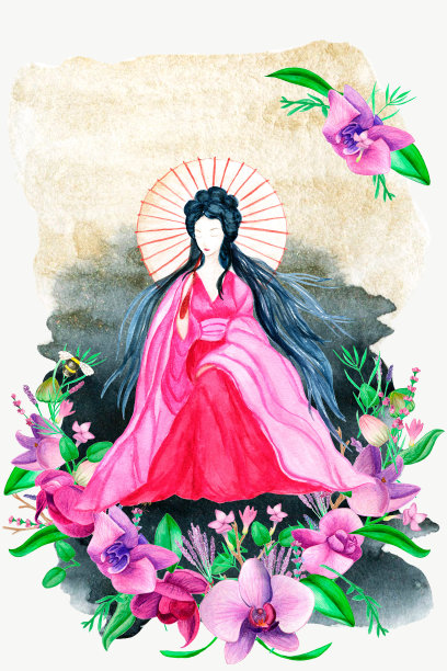 清明古风女子插画