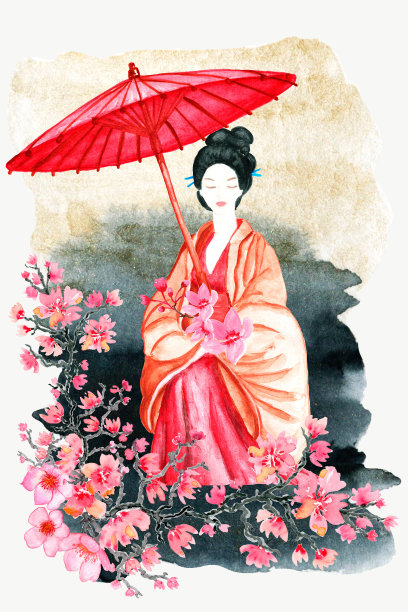 清明古风女子插画