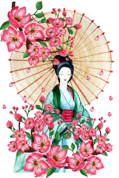 清明古风女子插画