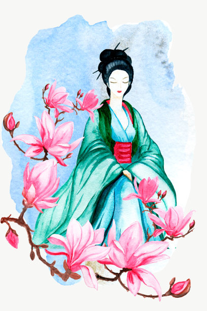 清明古风女子插画