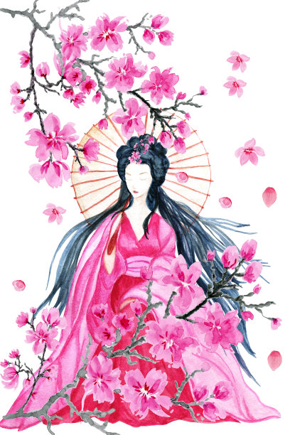 清明古风女子插画