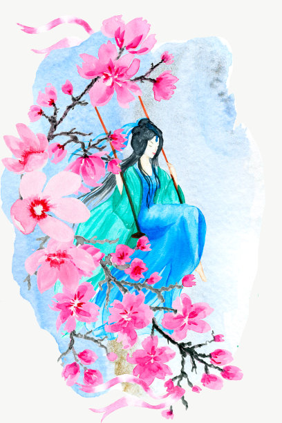 清明古风女子插画