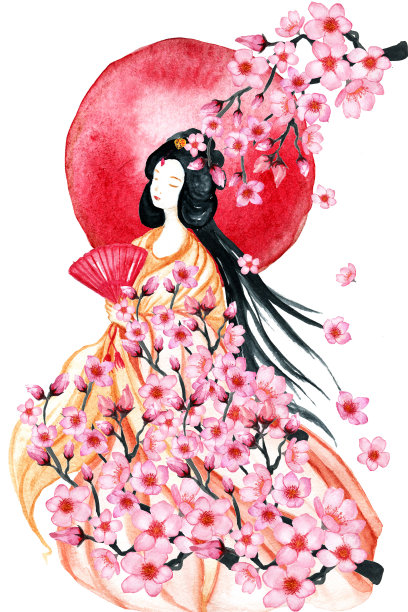 清明古风女子插画