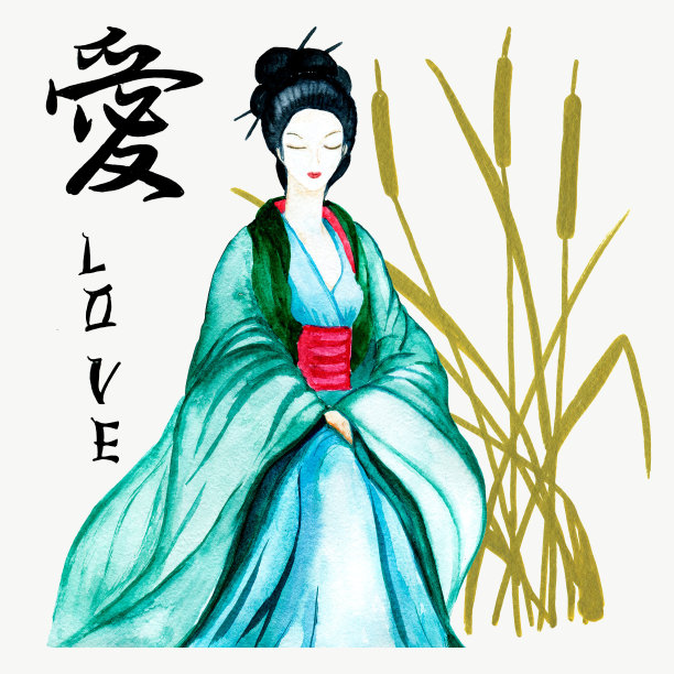 清明古风女子插画