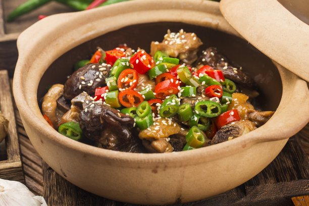 膳食,煮熟,肉
