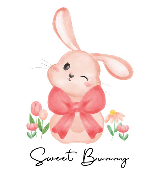 可爱小花兔卡通插画