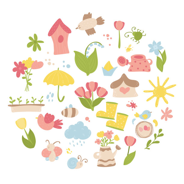 可爱小花兔卡通插画