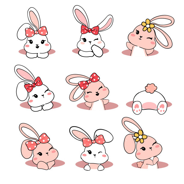 可爱小花兔卡通插画