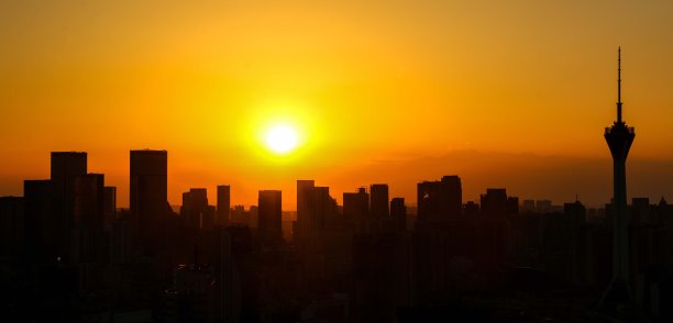 航拍四川成都城市建筑天际线夜景