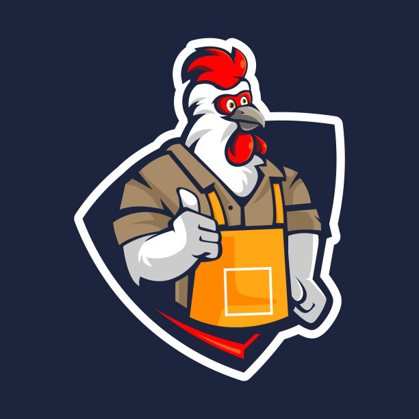 小鸡卡通厨师logo吉祥物