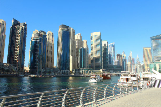 迪拜码头,城市天际线,建筑