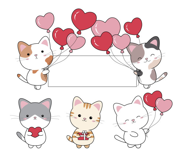 情人节卡,猫的叫声,小猫