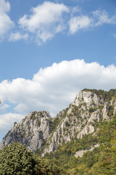 峡谷风光峭壁绿植蓝天