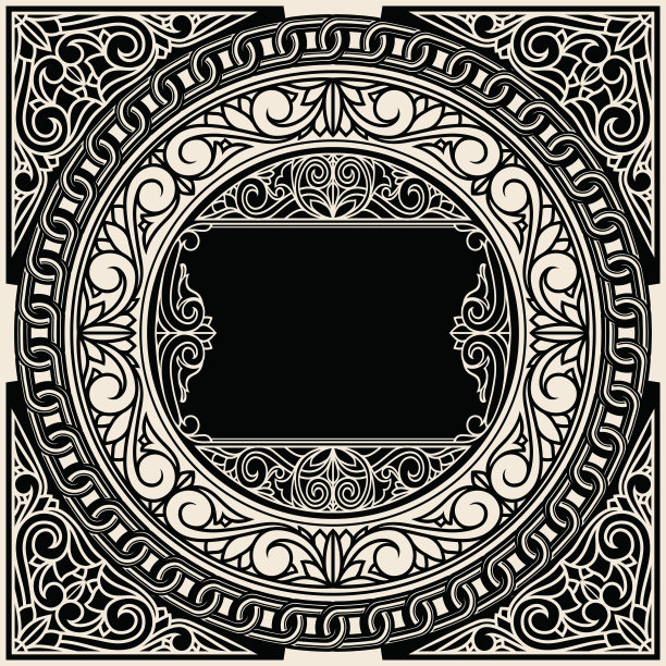 精美复古圆形花纹图案