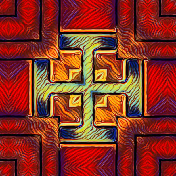 复古装饰品,红色和金色颜色