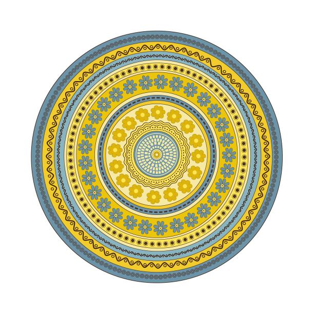 花卉环绕的圆形装饰矢量图案