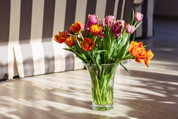 橙红色花朵条纹背景图案