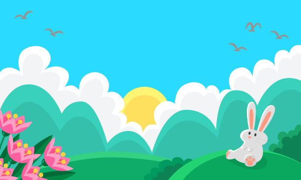 可爱小花兔卡通插画