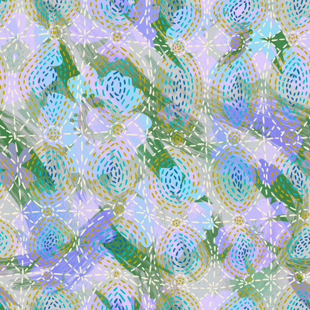 精美蓝绿色圆形花纹图案