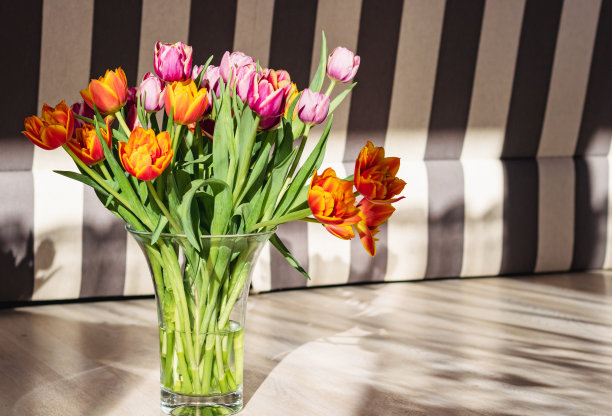 橙红色花朵条纹背景图案