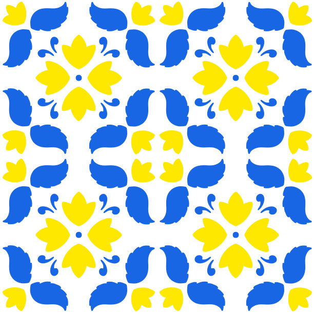 多彩几何花卉拼接图案