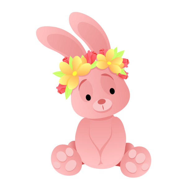 可爱小花兔卡通插画