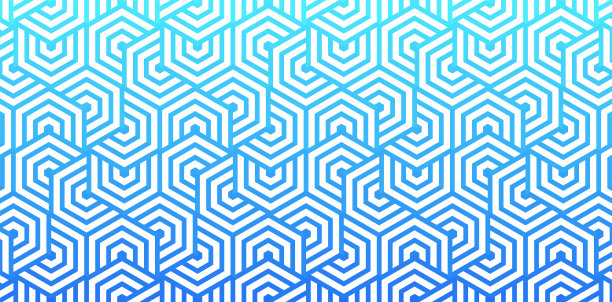 蓝绿几何六边形无缝图案