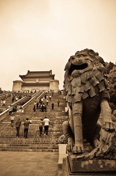 南京,雕塑,狮子