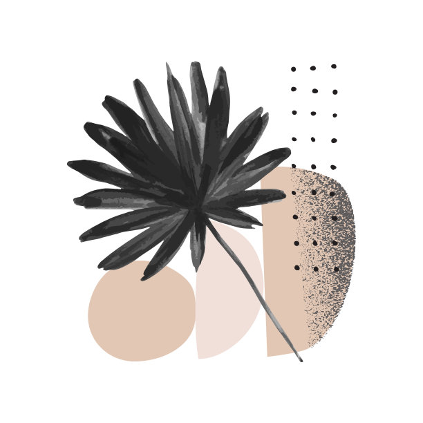 水墨芭蕉叶矢量图