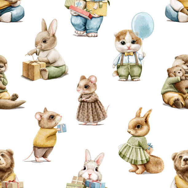 可爱水獭卡通图案背景