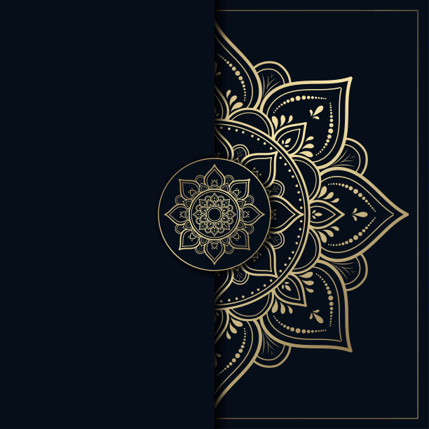 绿色精美圆形花纹图案