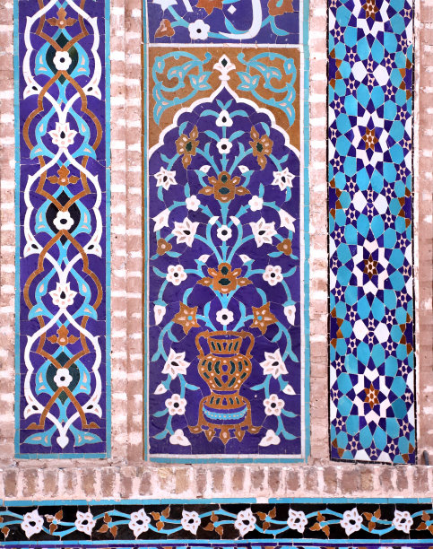 几何拼接复古风花纹图案