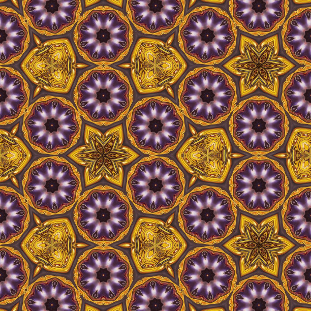 多彩几何花卉拼接图案