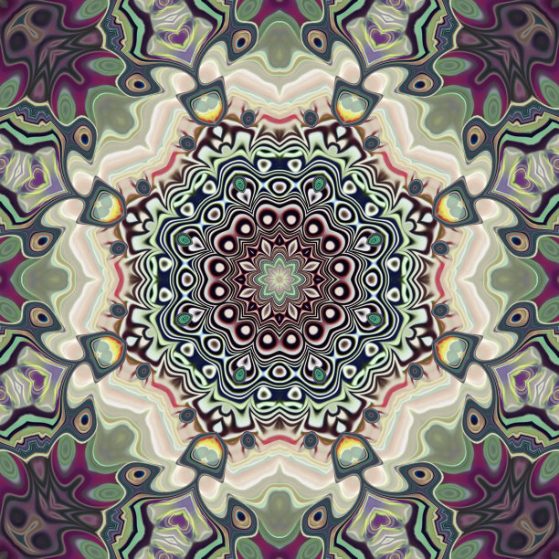 多彩几何花卉拼接图案