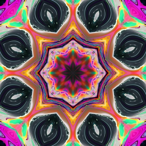 多彩几何花卉拼接图案