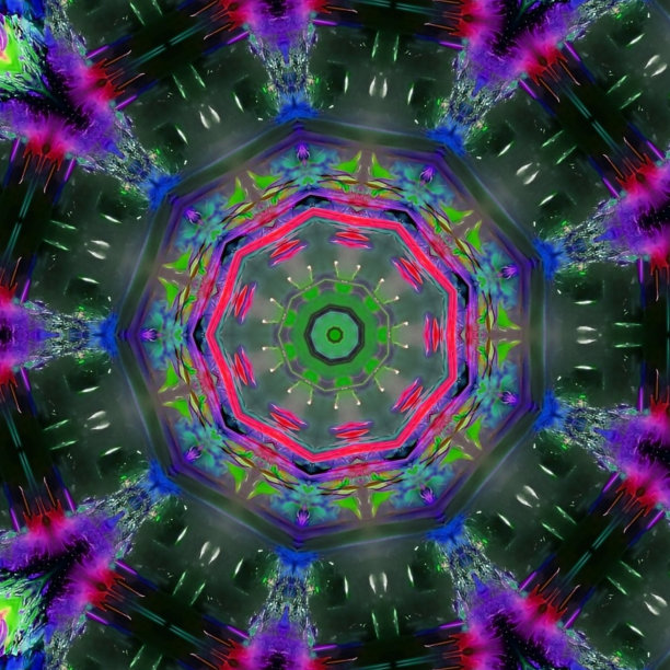 多彩几何花卉拼接图案