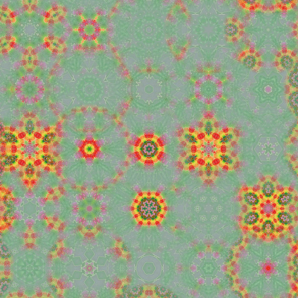 多彩几何花卉拼接图案