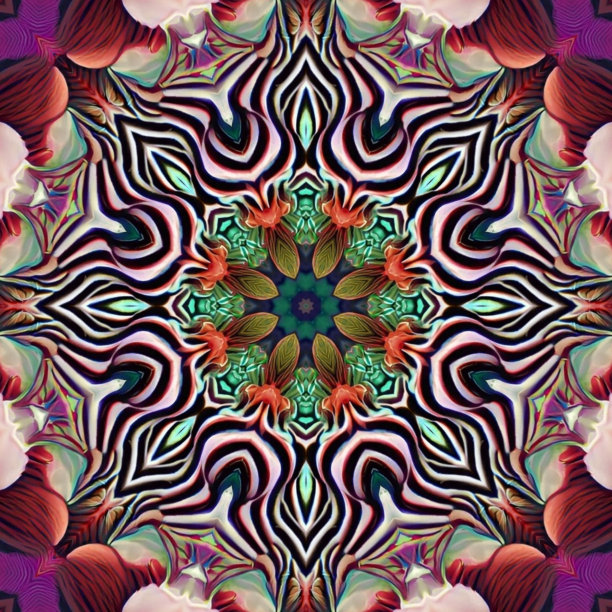 多彩几何花卉拼接图案