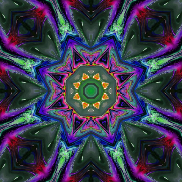 多彩几何花卉拼接图案