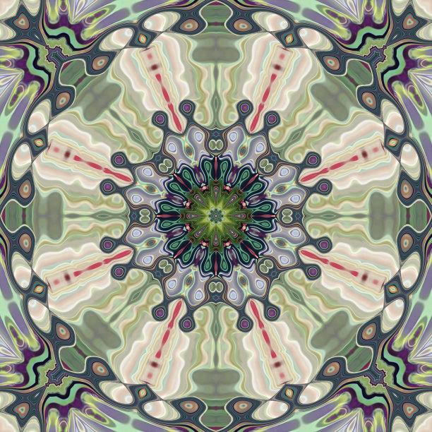 多彩几何花卉拼接图案