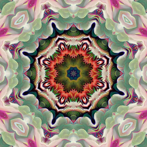 多彩几何花卉拼接图案